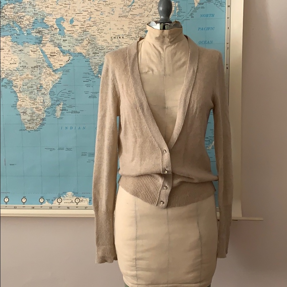 J.CREW ✨festive gold cardigan w rhinestone buttons